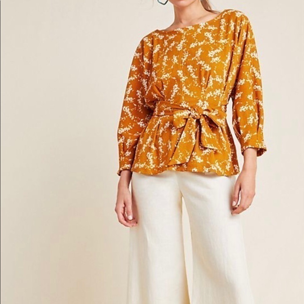 ANTHROPOLOGY dolman sleeve floral blouse size XS